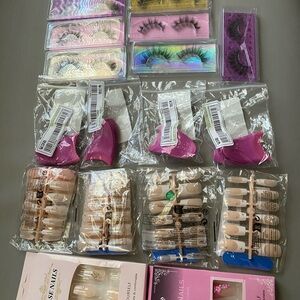 Assorted False Eyelashes and Nail Sets